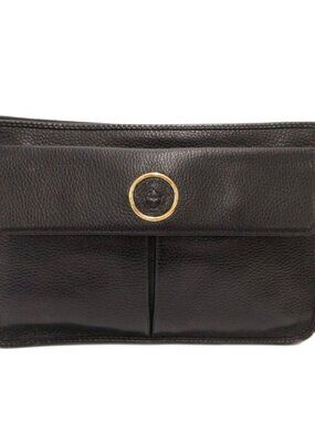 Versace Gianni Clutch Leather Medusa Logo Black